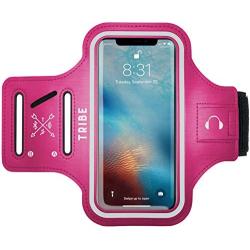 TRIBE Water Resistant Cell Phone Armband Case for iPhone 11, 11 Pro, 11 Pro Max, X, Xs, Xs Max, Xr, 8, 7, 6, Plus Sizes, Galaxy S10, S9, S8, S7, Plus Sizes and More! Adjustable Elastic Band & Key Slot