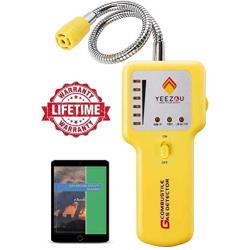 Y201 Propane and Natural Gas Leak Detector; Portable Gas Sniffer to Locate Gas Leaks of Combustible Gases like Methane, LPG, LNG, Fuel, Sewer Gas; w/ Flexible Sensor Neck, Sound & LED Alarm, eBook