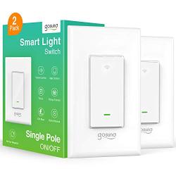 Smart Light Switch, Gosund 2.4Ghz WiFi Switch Works with Alexa, Google Assistant, Remote Control/Voice Control and Schedule, Neutral Wire Required, Single-Pole, No Hub Required, (2 Pack)