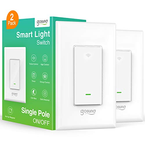 Smart Light Switch, Gosund 2.4Ghz WiFi Switch Works with Alexa, Google Assistant, Remote Control/Voice Control and Schedule, Neutral Wire Required, Single-Pole, No Hub Required, (2 Pack)