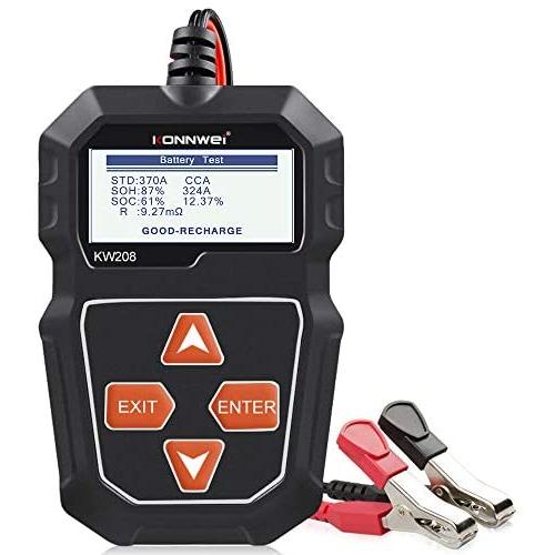 KONNWEI KW208 12V Car Battery Tester, 100-2000 CCA Load Tester Automotive Alternator Tester Digital Auto Battery Analyzer Charging Cranking System Tester for Car Truck Marine Motorcycle SUV Boat