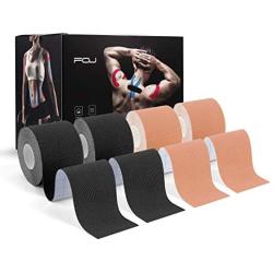 Kinesiology Tape (4 Pack) Athletic Tape 16.4ft Water Resistant Kinetic Uncut Sports Tape for Knees, Ankles, Shoulder, Pain Relief, Injury Recovery and Physio Therapy