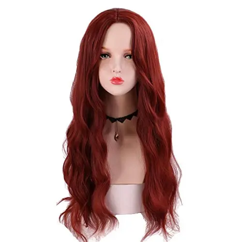 SinRany Women Girs Red Long Wave Wig Halloween Movie Role Cosplay Hair