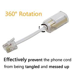 Telephone Cord Detangler, Uvital Anti-Tangle Telephone Handset Cable 360 Degree Rotating Landline Swivel Cord Untangler White (8 Pack)