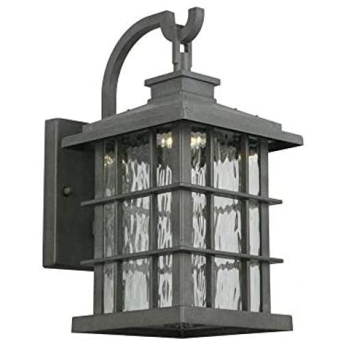 Home Decorators Collection Summit Ridge Collection Zinc Outdoor Integrated LED Dusk-to-Dawn Medium Wall Lantern
