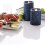 Luminara Flameless Pillar Candle (Blue Glitter, 7-Inch Tall); LED Battery-Operated Candle with Remote, Great for Christmas and Holidays