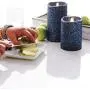 Luminara Flameless Pillar Candle (Blue Glitter, 7-Inch Tall); LED Battery-Operated Candle with Remote, Great for Christmas and Holidays