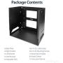 StarTech.com 8U Open Frame Wall Mount Network Rack w/ Built in Shelf - 2-Post Adjustable Depth (12'' to 18'') Equipment Rack - 75.2lbs (WALLSHELF8U),Black