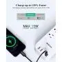USB C Power Strip, Flat Plug with 5 Outlets 4 USB(4.5A), 5Ft Long Extension Cord with USB, Wall Mount Overload Protection Power Outlet Strip, Desktop Charging Station for Home, Office, Dorm Essentials
