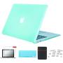 Se7enline MacBook Air 11 inch Cover Rubberized Frosted Soft-Touch Plastic Hard Shell Case for MacBook Air 11.6 A1370, A1465 with Sleeve Bag, Keyboard Cover, Screen Protector, Dust Plug, Aqua Green