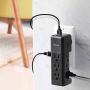 Aduro Surge Protector 9 Outlet Power Strip with USB (2 Ports 2.4A) Wall Mount Multiple Outlet Splitter Extender Adapter Black