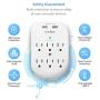 6-Outlet Surge Protector, Wall Outlet Extender Multi Plug Outlet Wall Adapter with 2 USB Charging Ports 2.4 A, 490 Joules, ETL Listed for Home, School, Office, White