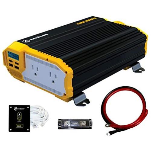 KRIËGER 1100 Watt 12V Power Inverter Dual 110V AC Outlets, Installation Kit Included, Automotive Back Up Power Supply For Blenders, Vacuums, Power Tools MET Approved According to UL and CSA.