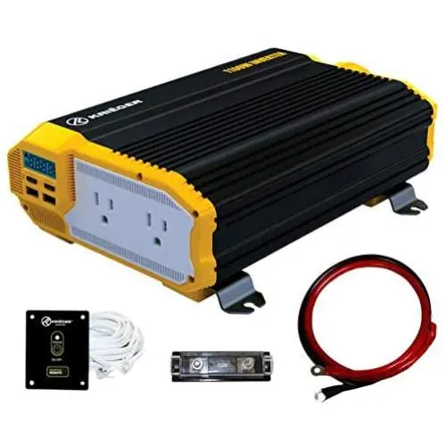 KRIËGER 1100 Watt 12V Power Inverter Dual 110V AC Outlets, Installation Kit Included, Automotive Back Up Power Supply For Blenders, Vacuums, Power Tools MET Approved According to UL and CSA.