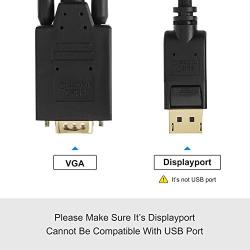 DP to VGA Cable 6ft [2-Pack], CableCreation DisplayPort to VGA Cable with Built-in IC Chip, Gold Plated Standard DP Male to VGA Male Cable Black Color