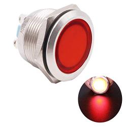 mxuteuk 110V-220V 22mm LED Metal Indicator Light Waterproof Signal Lamp with Wire for Car Truck Boat M22-110P-R