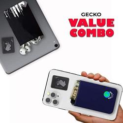 Phone Wallet - Adhesive Card Holder - Cell Phone Pouch - Stick on Lycra Pocket by Gecko - Carry Credit Cards and Cash (1xEARTH-1xCITY)