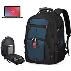 Laptop Backpack 18.4 Inch Waterproof Extra Large TSA Travel Backpack Anti Theft College School Business Mens Backpacks with USB Charging Port 17.3 Gaming Computer Backpack for Women Men Blue