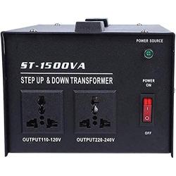 ZooTek 1500W Voltage Converter Transformer Heavy Duty Step Up/Down- 110 / 220V- Circuit Breaker Protection