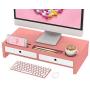 Monitor Stand Riser Desk Organizer - with Drawers Keyboard Storage Pink 22x10.6x4.7 inch