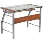 Flash Furniture Glass Computer Desk with Pull-Out Keyboard Tray and Bowed Front Frame