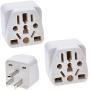 (2PACK) US Travel Plug Adapter,EU/UK/AU/IN/CN/JP/Asia/Italy/Brazil to USA Type B, 3 Prong Grounded USA Wall Plug, EU to US Travel Adaptor and Converter,white