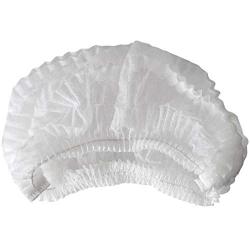 SETH - 100 Pack 21'' Disposable Mop Mob Nonwoven Bouffant Clipped Head Cover Caps | Hair Net | Beauty Salon Spa | Cooking Food Service Catering |Spray Tanning (white)