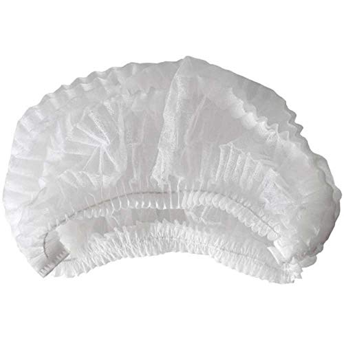 SETH - 100 Pack 21'' Disposable Mop Mob Nonwoven Bouffant Clipped Head Cover Caps | Hair Net | Beauty Salon Spa | Cooking Food Service Catering |Spray Tanning (white)