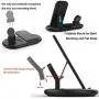 Wireless Charger 3 in 1, Wireless Charging Station for Samsung Galaxy Watch Active 2 Galaxy Watch 3 and Galaxy Buds Pro, Fast Charger Stand Dock Compatible with iPhone Samsung Galaxy S20 S10 (Black)