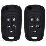 LemSa 2Pcs 5 Buttons Silicone Flip Key Fob Cover Case Protector Holder for Chevrolet Equinox Camaro Cruze Malibu Sonic Volt Park Impala Buick Encore Allure Regal OHT01060512 13504199, Black