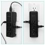 Aduro Surge Protector 9 Outlet Power Strip with USB (2 Ports 2.4A) Wall Mount Multiple Outlet Splitter Extender Adapter Black