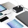 Power Hub 5 USB + 2 AC Charging Station | Built in Surge Protection | Attractive Dependable Table Side Charging Hub | Black | Set of 4 Short Cords (Lightning)