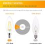 Ascher E12 Candelabra LED Light Bulbs 60 Watt Equivalent, 550 Lumens, Daylight White 5000K, Decorative Candle Base, Filament Clear Glass, Non-Dimmable, Pack of 5