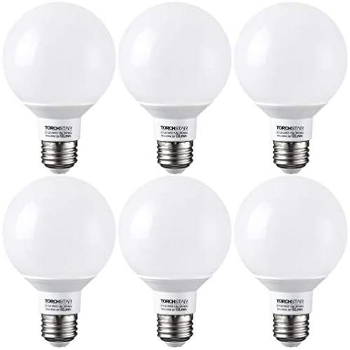 TORCHSTAR G25 Globe led Bulb, Dimmable Vanity Light, 5.5W (60W Eqv.), UL-Listed, 5000K Daylight for Makeup Mirror, Pendant, Bathroom, Dressing Room, 3-Year Warranty, Pack of 6