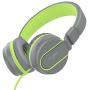AILIHEN I35 Kid Headphones with Microphone Volume Limited 85dB Children Girls Boys Teen Lightweight Foldable Wired Headset for School Online Course Chromebook Cellphones Tablets (Grey/Green)