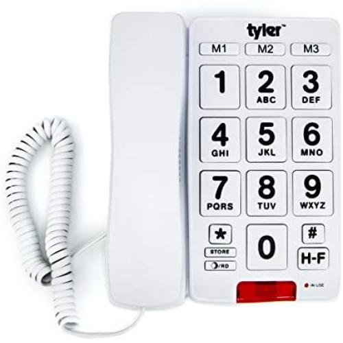 Tyler TBBP-3-WH Big Button Corded Phone with Speakerphone for Seniors and Ease of Use
