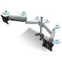 Mount-It! Dual Arm Monitor Mount | Dual Monitor Arm Stand | Two Full Motion Articulating Adjustable Gas Spring | Fits 22 23 24 27 Inch VESA Compatible Computer Screens | C-Clamp Desk Mount