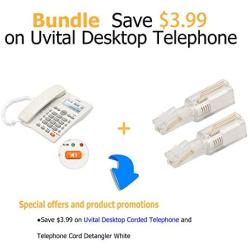 Telephone Cord Detangler, Uvital Wireless Anti-Tangle Telephone Handset Cable 360 Degree Rotating Landline Swivel Cord Untangler White (2 Pack)