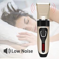 Cordless Mens Haircut Machine, Professional Hair Clippers Electric Grooming Trimmer Set Rechargeable Hair Cutting Kits for Barber Kids Baby Fathers Day, Golden