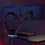 WALI Dual Gaming Monitor Mount Stand - Mechanical Spring Assisted Fully Adjustable Fit Two Screen 17 to 32 inch, 17.6 lbs, RGB LED Backlit Base with USB, Mic and Audio Ports (GAMU002), Matte Black