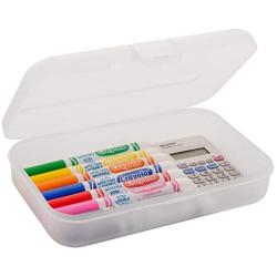 1InTheoffice Pencil Box, Translucent Clear (4 Pack)