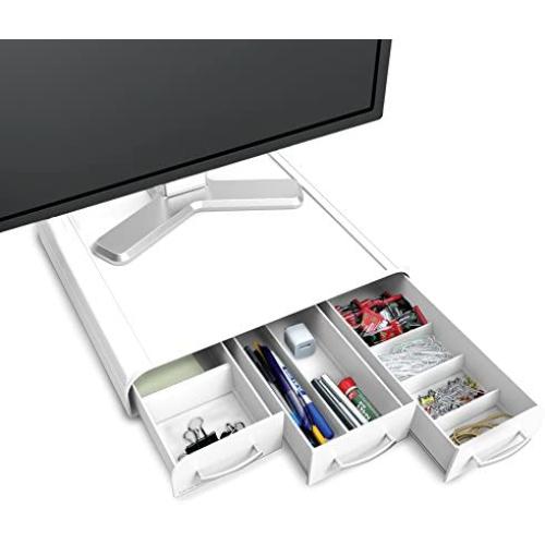 Mind Reader PC, Laptop, IMAC Monitor Stand and Desk Organizer, White