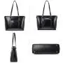 BOSTANTEN Women Leather Laptop Tote Office Shoulder Handbag Vintage Briefcase 15.6 inch Computer Work Purse Black