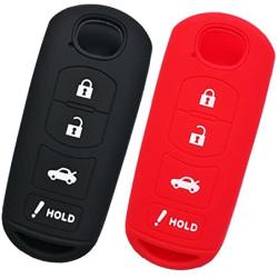 Alegender Qty(2) 4 Buttons Full Protector Rubber Smart Key Cover Jacket Keyless Holder for Mazda 3 6 Miata MX5 CX5 CX7 CX9 Speed3 Smart Key Fob