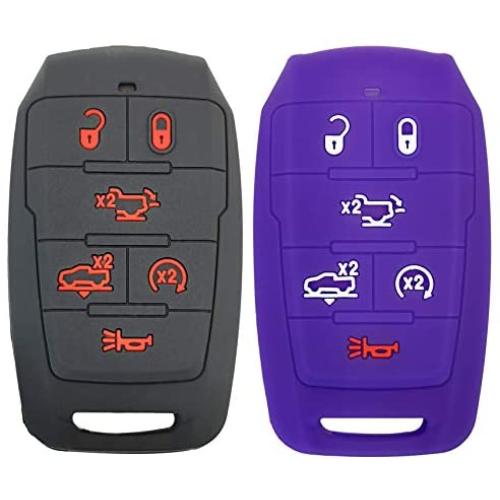 2X Coolbestda Key Fob Remote Sleeve Cover Rubber Case Keyless Remote Shell Bag for 2021 2020 Dodge Ram 1500 Limited Laramie Longhorn OHT-4882056