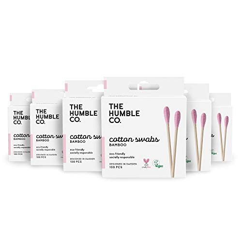 The Humble Co. Natural Bamboo Cotton Swabs (600 count) - Biodegradable, Organic Cotton Swabs and Eco friendly and Sustainable Cotton Buds for Ears, Makeup, Pet Care and Cleaning (Purple)