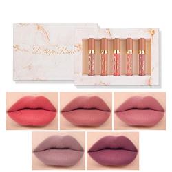 Kisshine Matte Liquid Lipsticks Set 5 Color Long Lasting Non Fading Lipsgloss Set Natural Lips Cosmetics Makeup Gift for Women and Girls