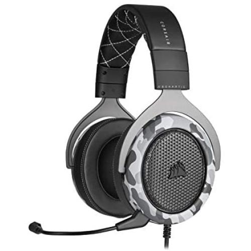 Corsair HS60 Haptic Stereo Gaming Headset with Haptic Bass, Memory Foam Earcups, Removable Microphone, Windows Sonic Compatible, Discord-Certified for PC - Arctic Camo