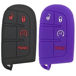 Coolbestda 2Pcs 4buttons Key Fob Cover Remote Control Case Keyless Entry Jacket Shell for Dodge Durango Journey Dart Challenger Jeep Renegade Fiat