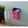 Aduro Surge Protector 3 Outlets Power Strip Station with USB (4 Ports 4.8A) Wall Mount Multiple Outlet Splitter Extender Adapter with Phone Shelf Stand ETL Listed, Pink